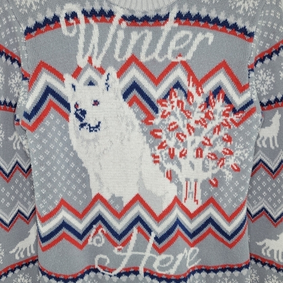 Game of Thrones 'Winter is Here' Knit Fair Isle Crew Neck Sweater Women's Size M - Picture 2 of 8